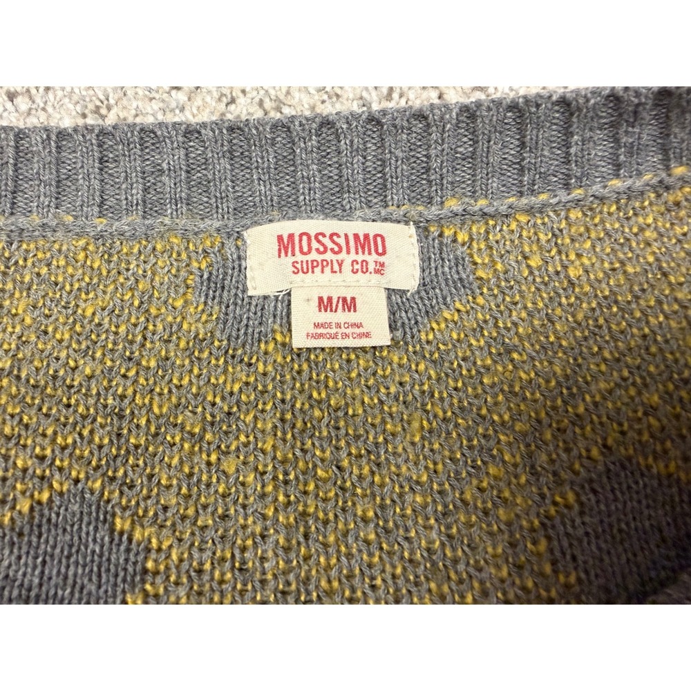 Mossimo Sweater Floral Daisy Knit Medium Gray Yellow Crew Neck Pullover - Picture 2 of 8